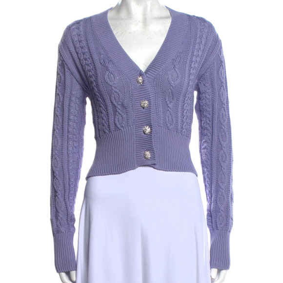 Golden Goose Crystal Embellished Lilac Cable Knit Cardigan (Size S) - Picture 7 of 10